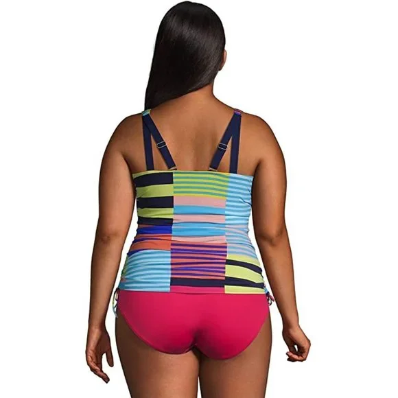 NWT Lands End Adjustable Cinch V-Neck Underwire Tankini Top Size 22W $120 HH308 - Picture 5 of 5